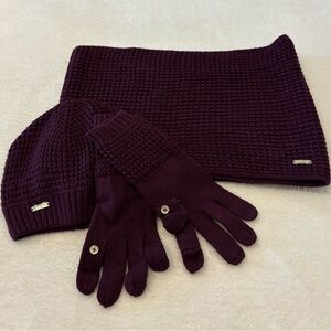 Calvin Klein Waffle Knit Scarf/ Hat/Gloves Set